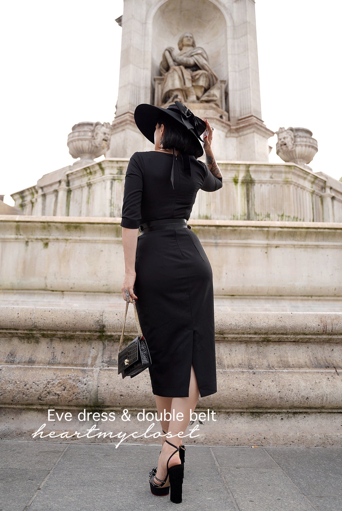 Eve dress with belt - vintage draped 1950s inspiration - heartmycloset