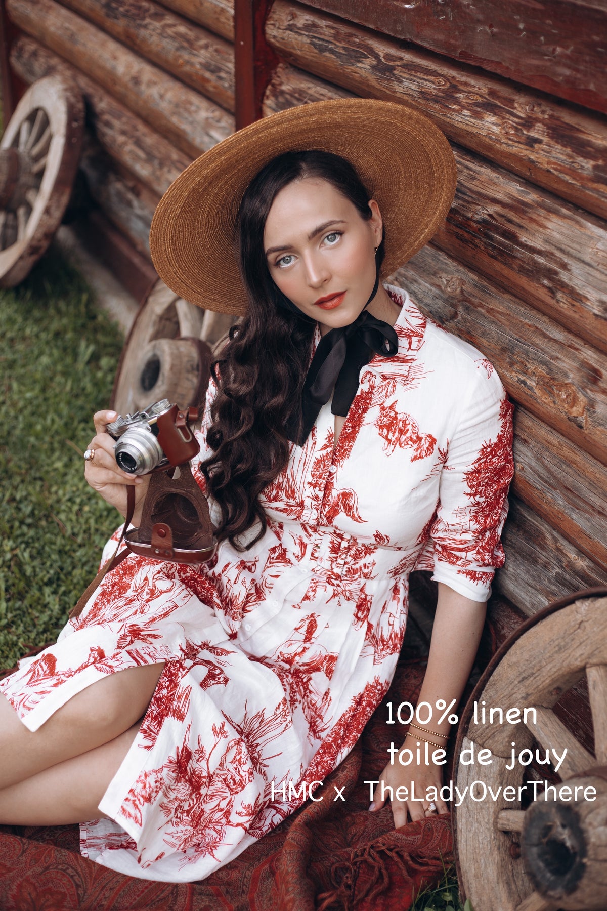 100% LINEN Toile De Jouy shirt dress - heartmycloset