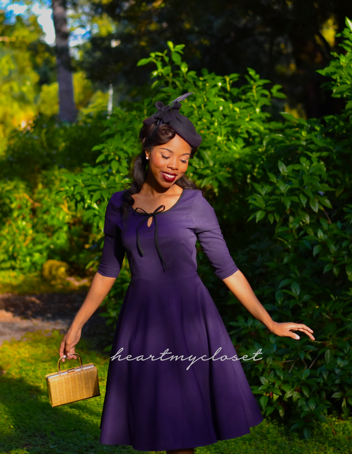 Vintage swing - vintage inspired dress black trim - heartmycloset