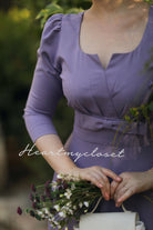 Reese long sleeves - Swing retro dress with bow and pleats - heartmycloset