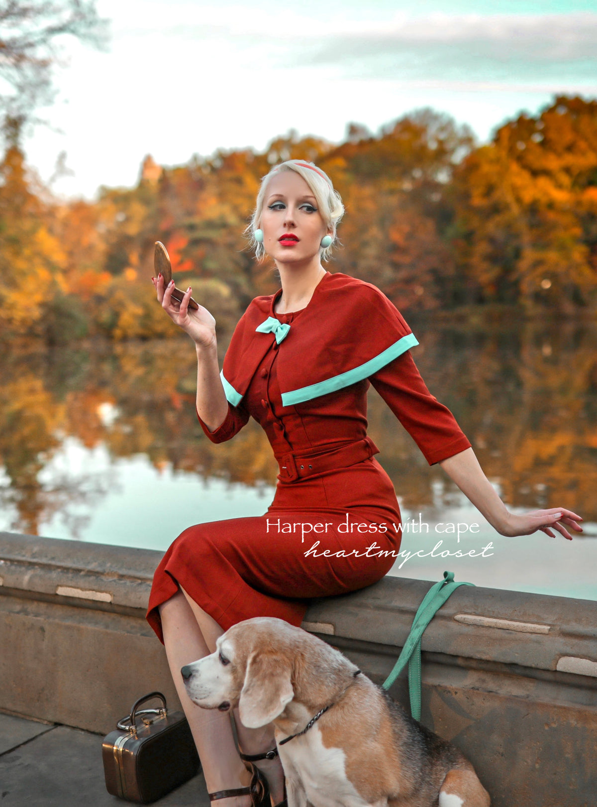 Harper - 1950s pencil dress with matching cape in premium fabric - heartmycloset