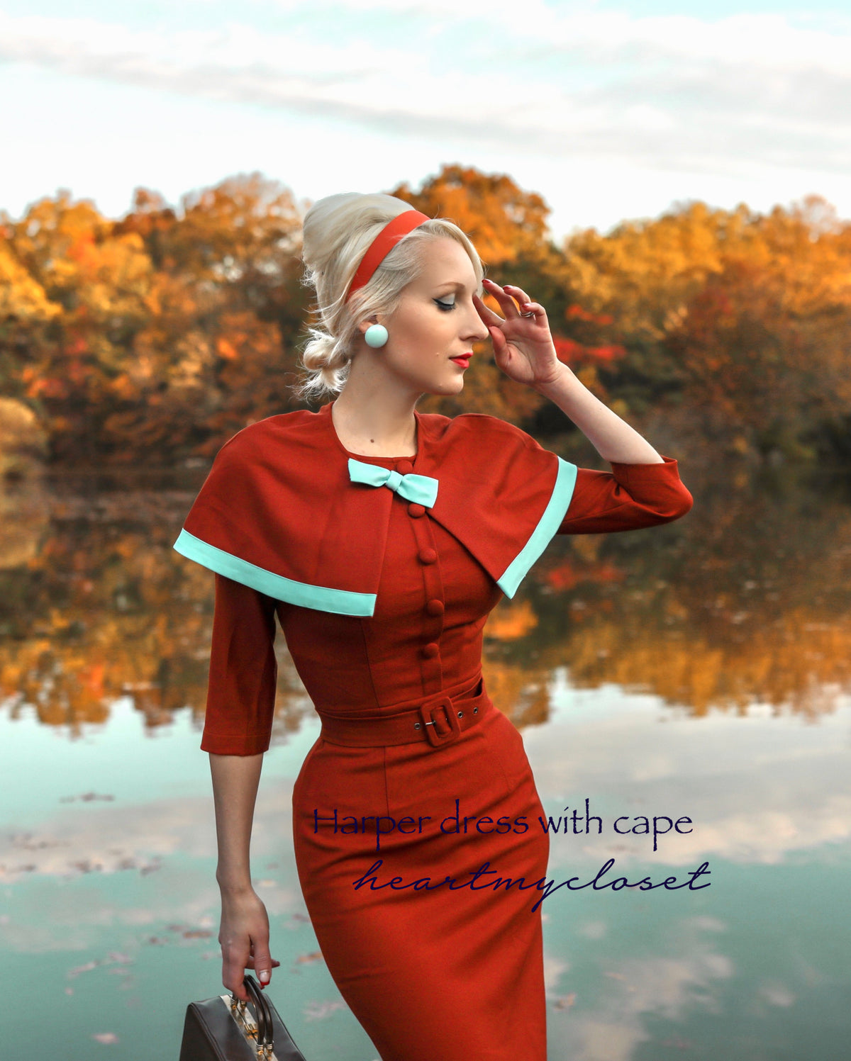 Harper - 1950s pencil dress with matching cape in premium fabric - heartmycloset