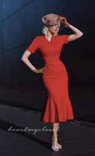 red mermaid wiggle - retro 50s dress - heartmycloset