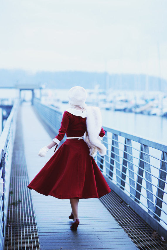 REINA - vintage swing dress with contrast trim - heartmycloset
