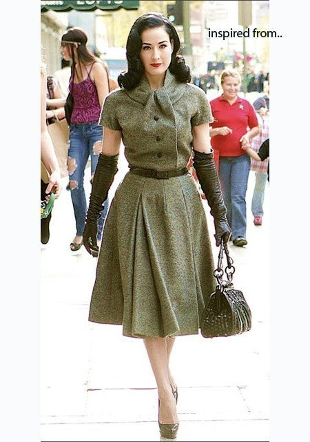 Keira - swing pleated skirt celebrity fold neckline - heartmycloset