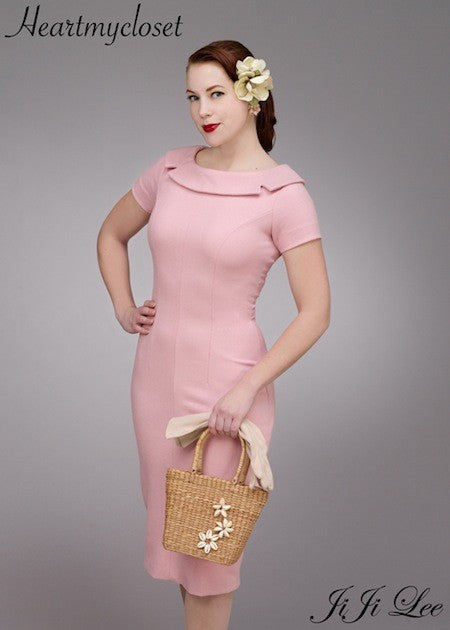 SUE - 1940s pencil dress notch collar - heartmycloset