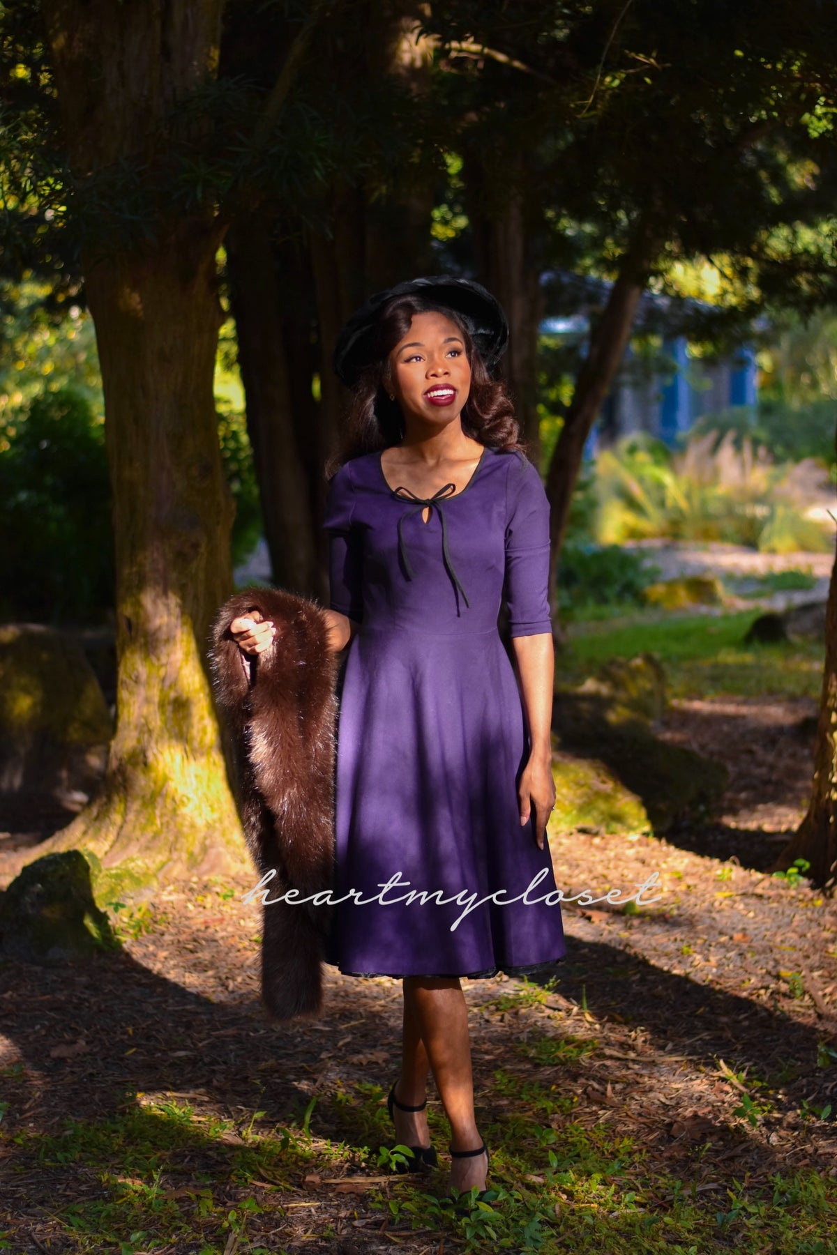 Vintage swing - vintage inspired dress black trim - heartmycloset