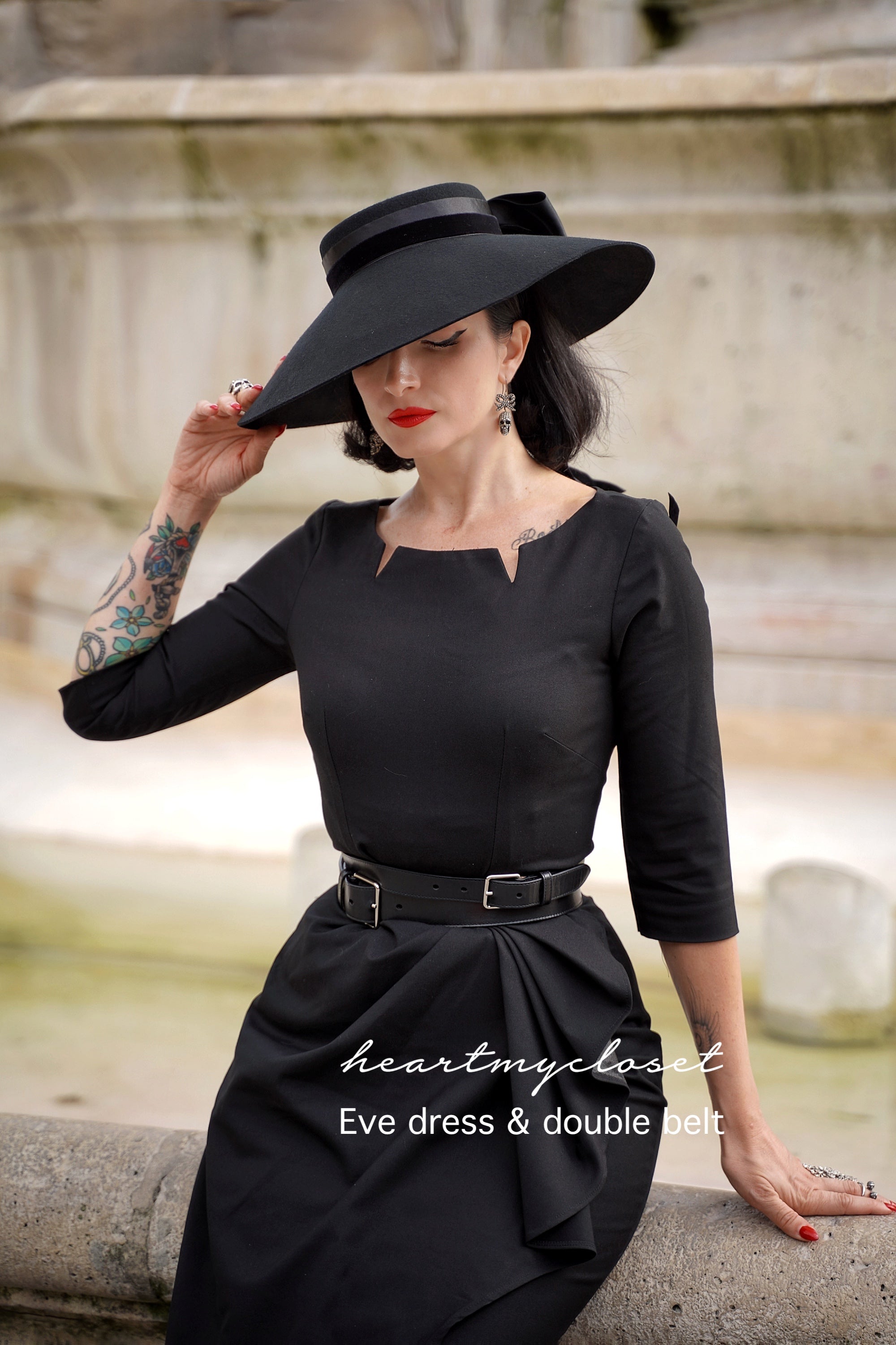Valerie - 1950s inspired draped pencil dress heartmycloset Valerie - 1950s inspired draped pencil dress heartmycloset
