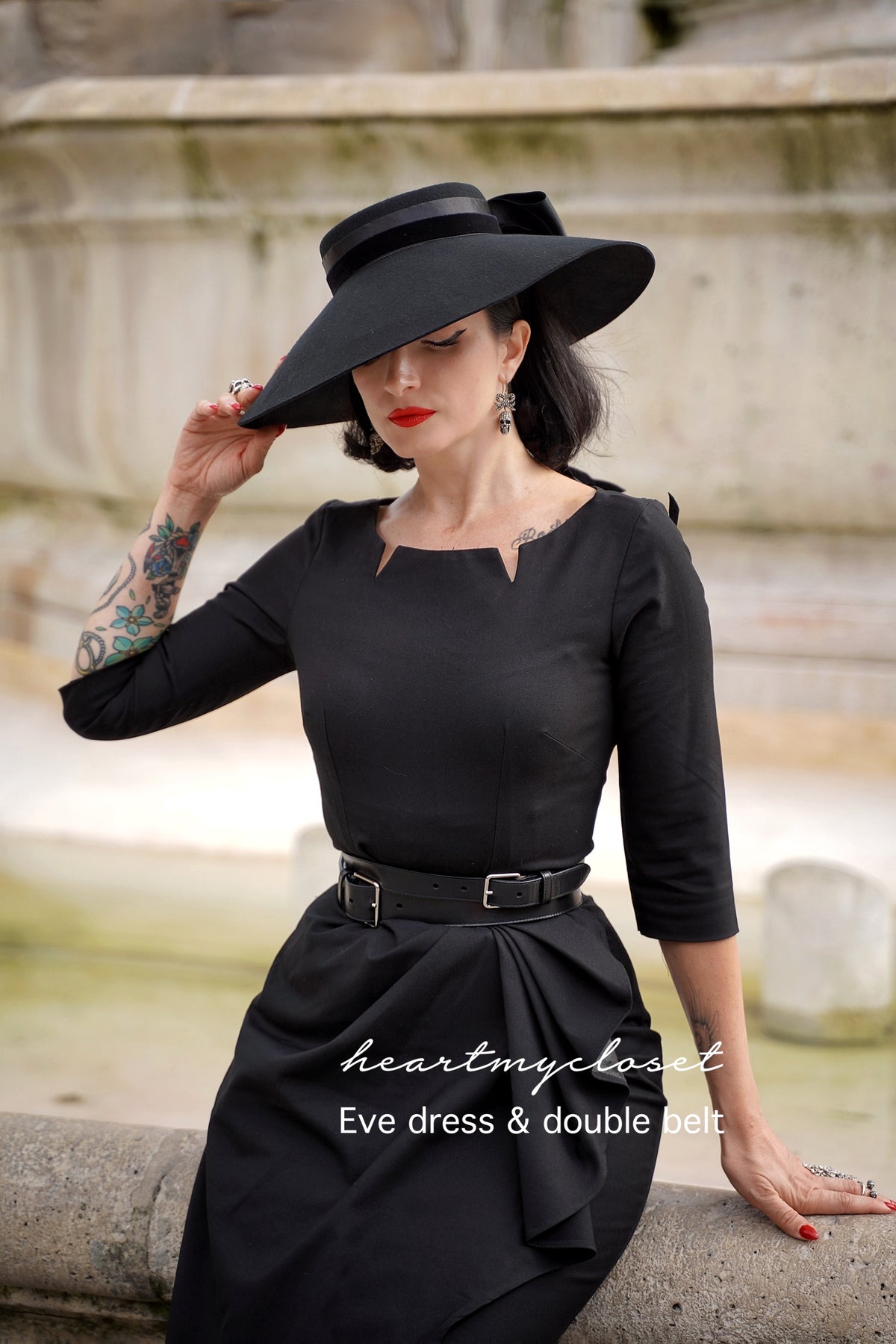Eve dress with belt - vintage draped 1950s inspiration - heartmycloset