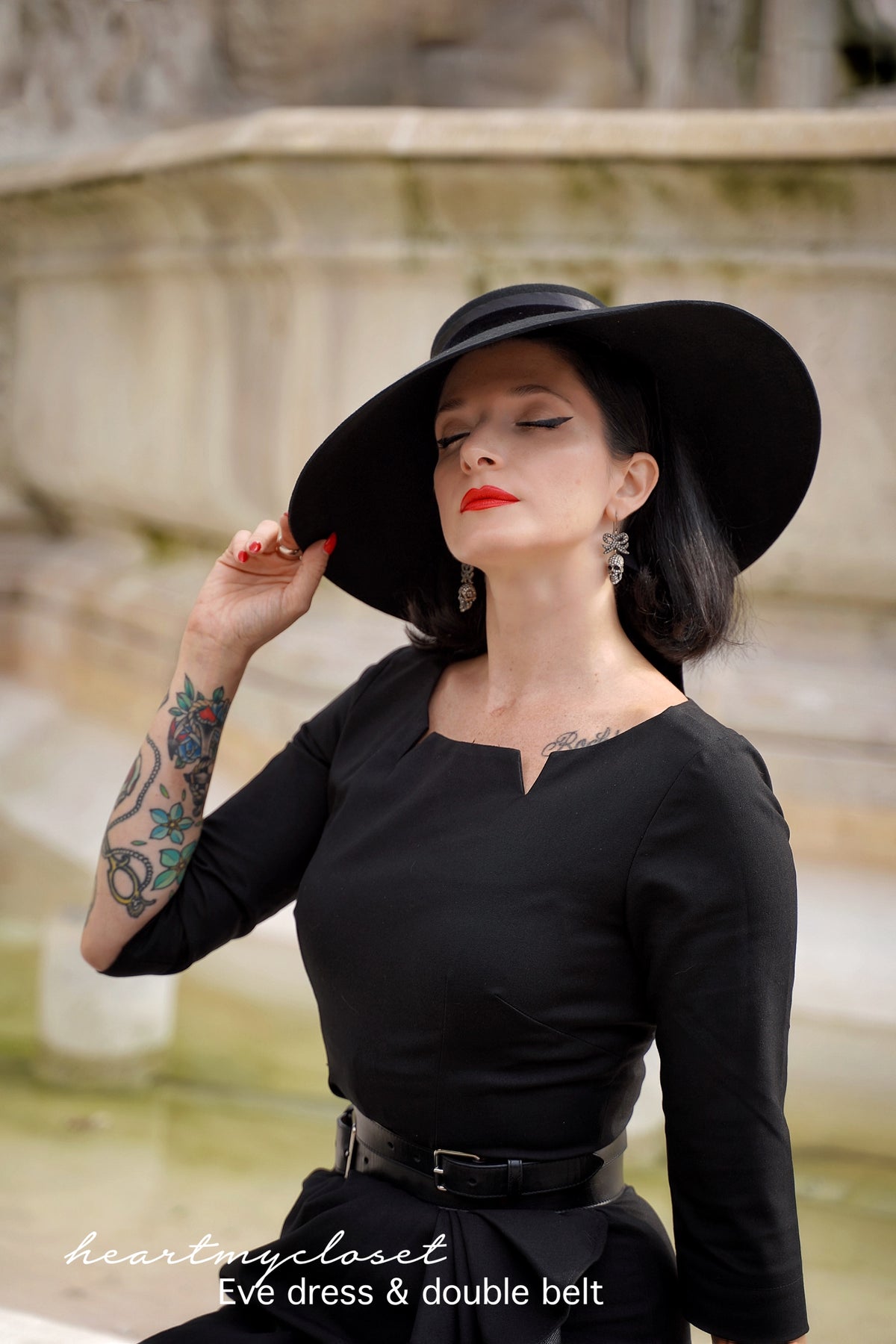 Eve dress with belt - vintage draped 1950s inspiration - heartmycloset