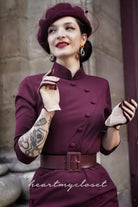 JANET - 1950s pencil dress with contrast trim & buttons - heartmycloset