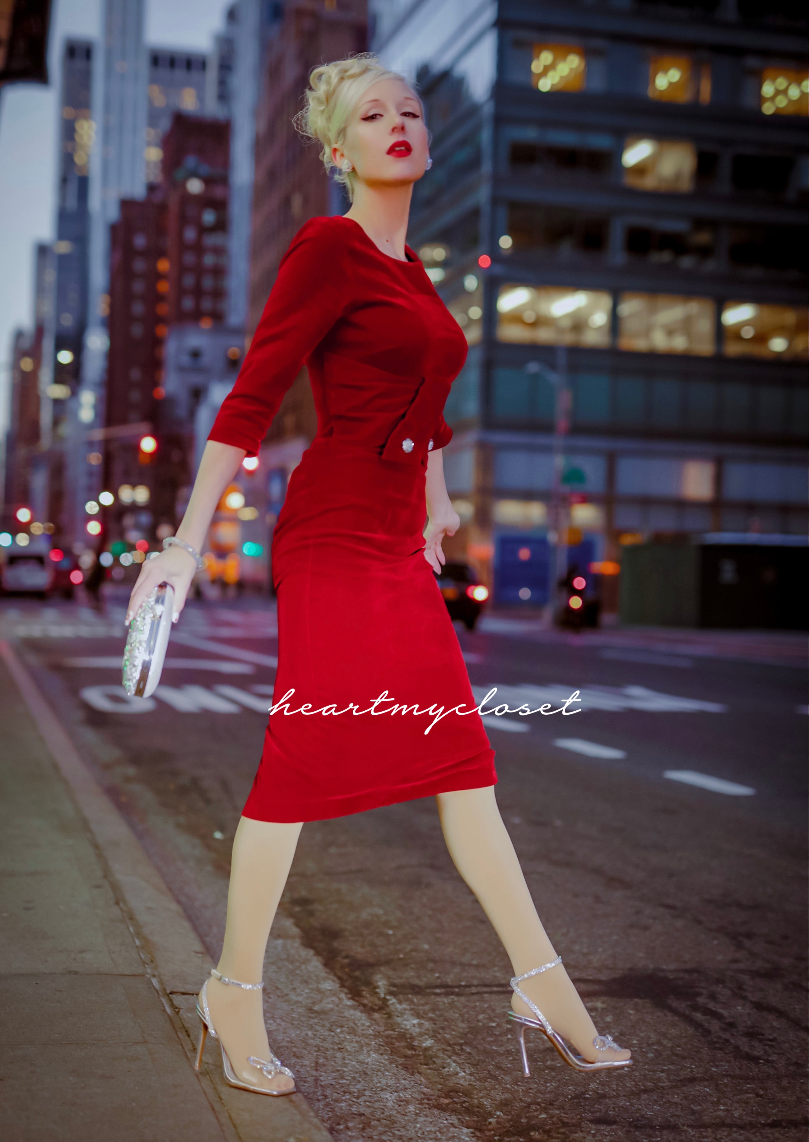 Pleated Front Dress – 1940s Vintage Wiggle Dress