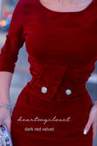 VELVET Pleated front dress - 1940s 1950s vintage wiggle dress - heartmycloset