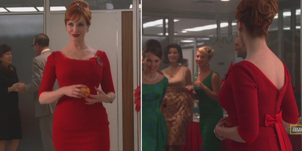 holiday - wiggle vintage dress with satin trim and bow - heartmycloset