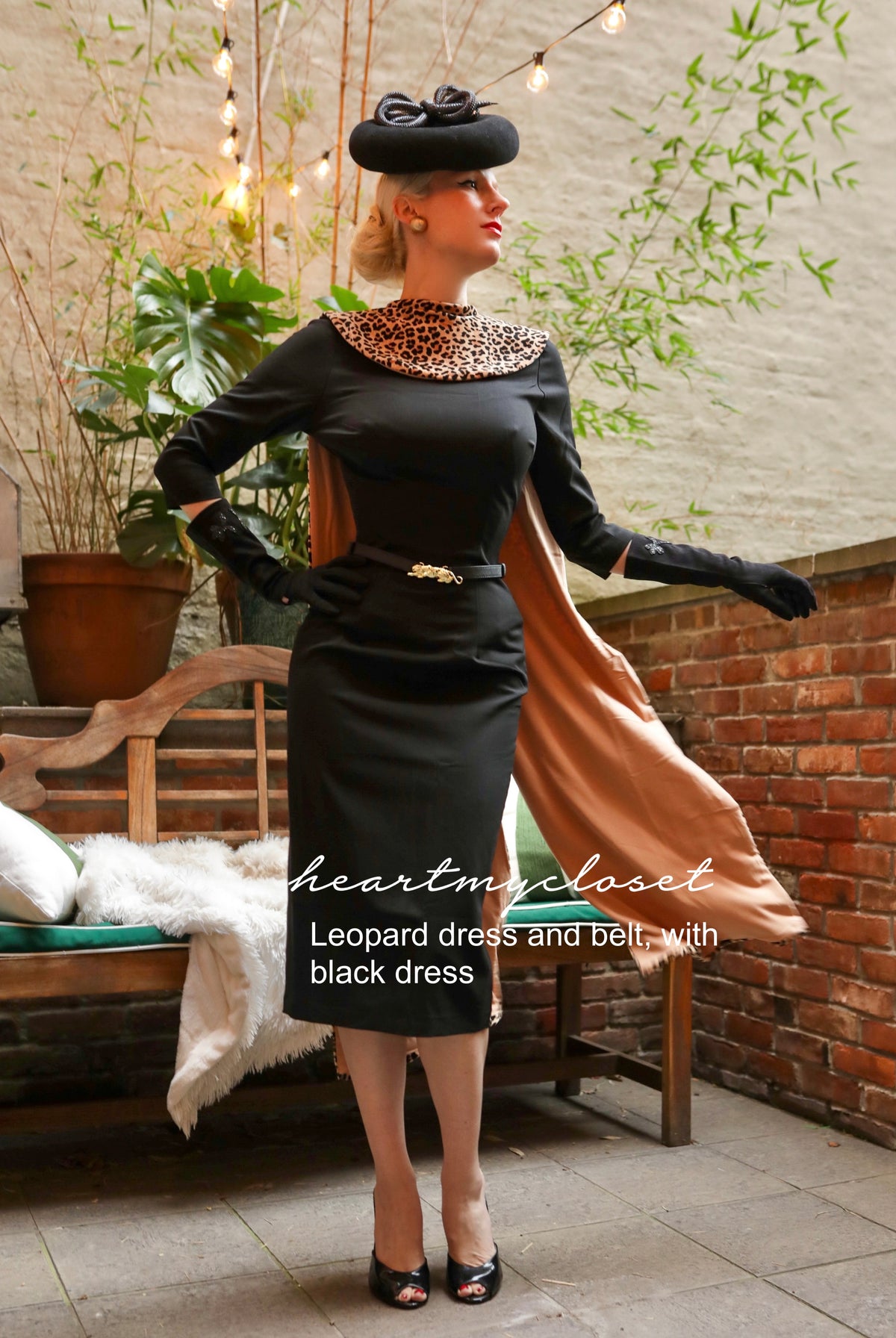 leopard CAPE and belt - retro vintage celebrity inspired - heartmycloset