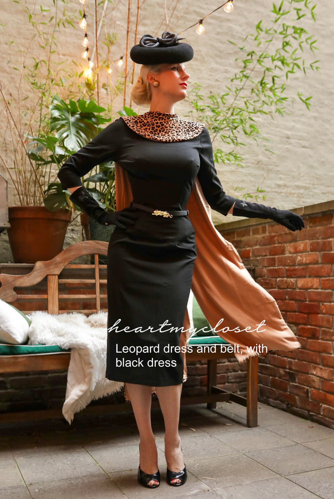 MONA leopard set, dress, cape and belt - retro vintage celebrity inspired