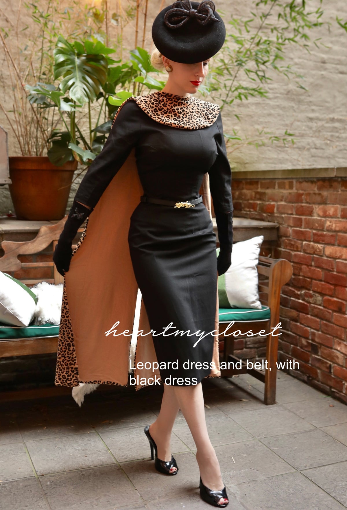 leopard CAPE and belt - retro vintage celebrity inspired - heartmycloset