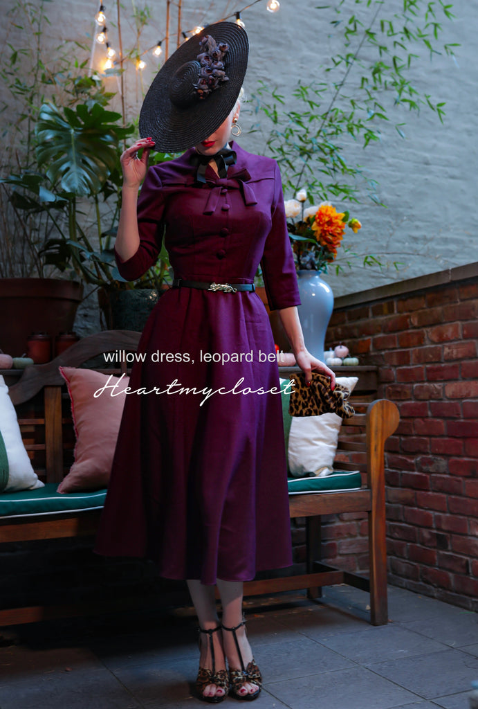 Willow with leopard belt - 1950s A-line vintage dress