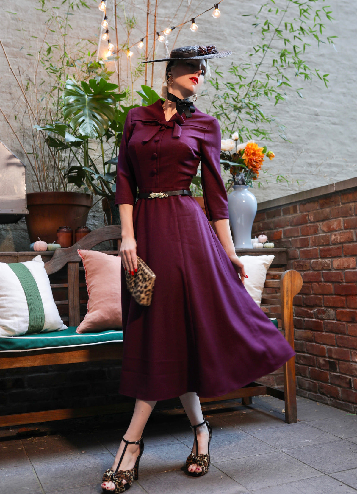 Willow with leopard belt - 1950s A-line vintage dress - heartmycloset
