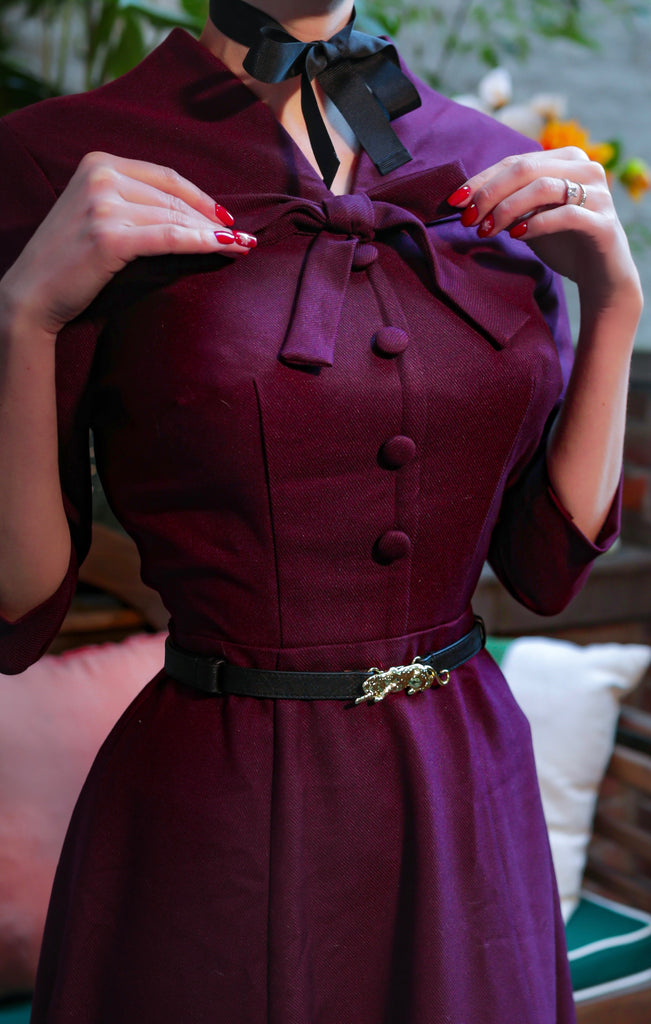Willow with leopard belt - 1950s A-line vintage dress