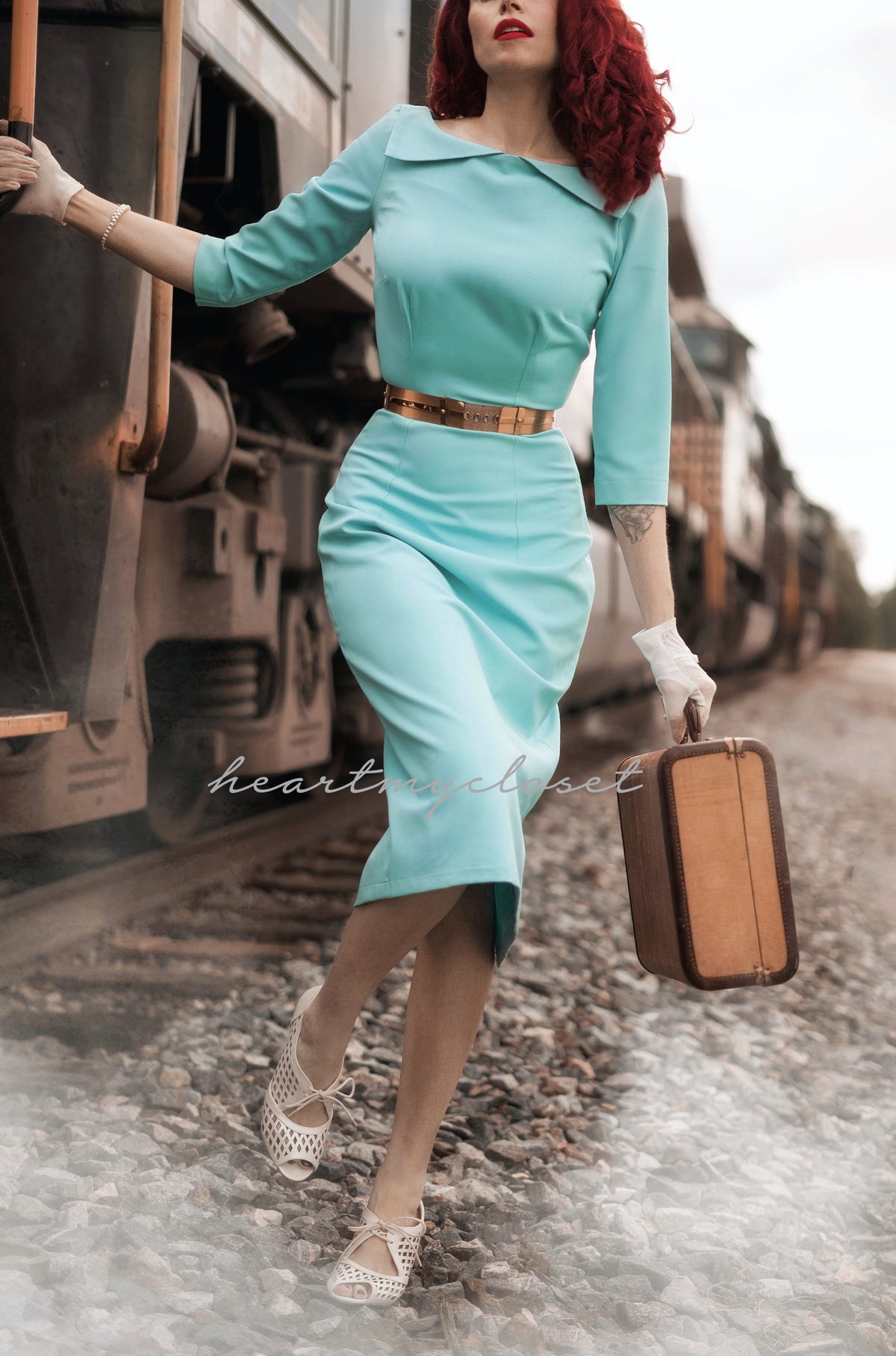 Kate light turquoise- wiggle or Aline dress - heartmycloset