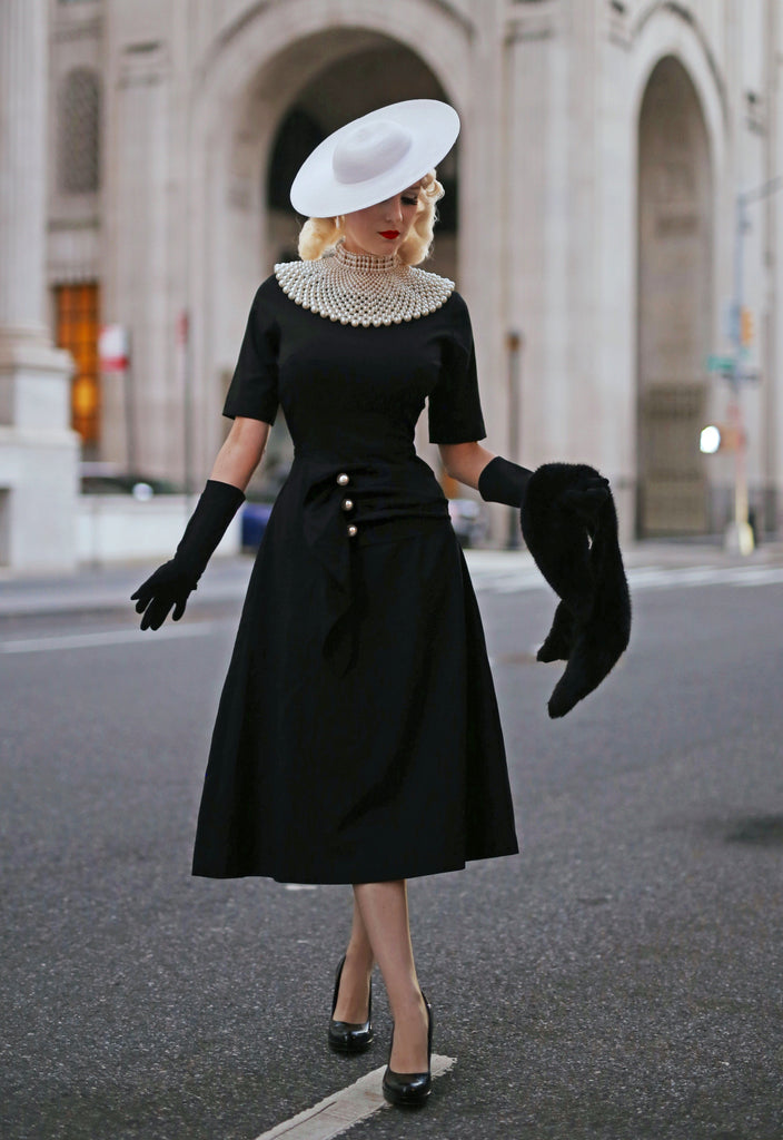 LBD with pearls - vintage inspired dress - heartmycloset