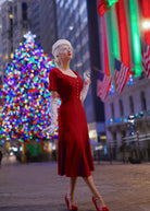red dress with pearls- stunning mermaid dress - heartmycloset