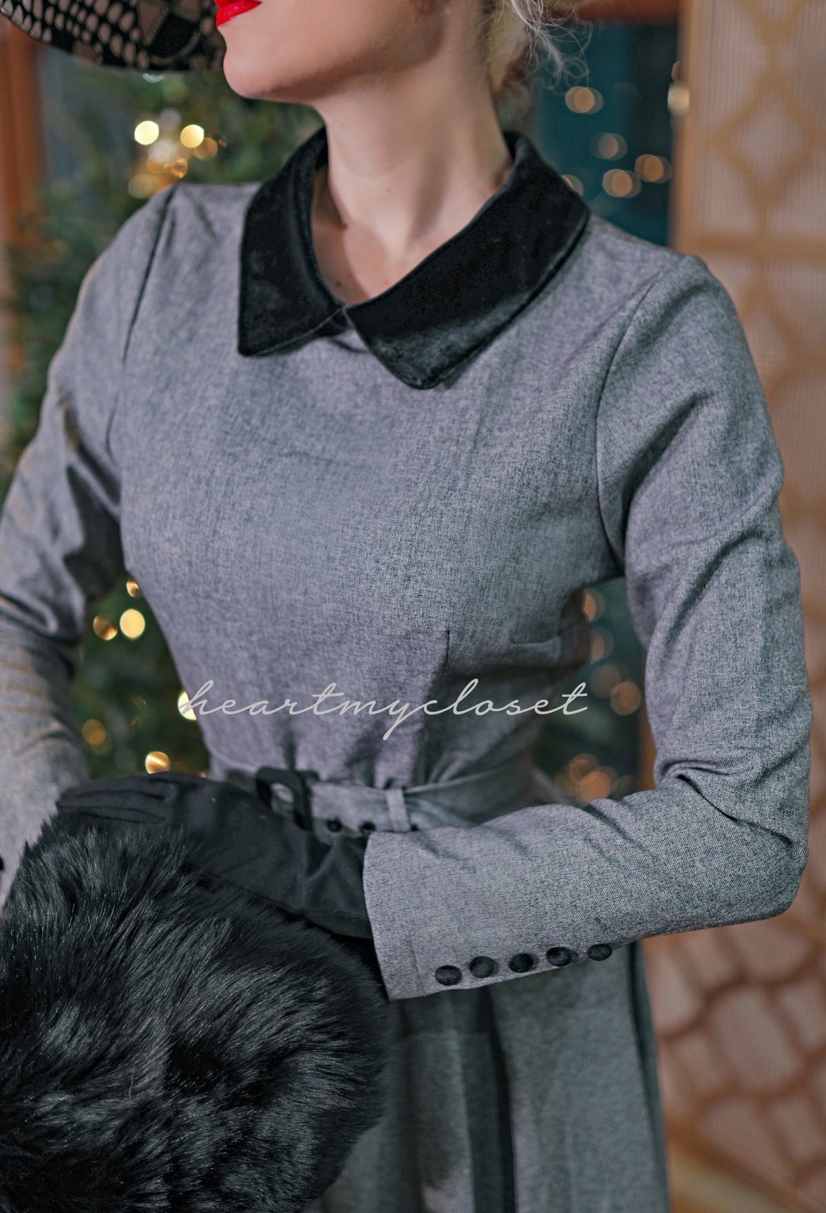 kate swing grey with velvet trim - heartmycloset