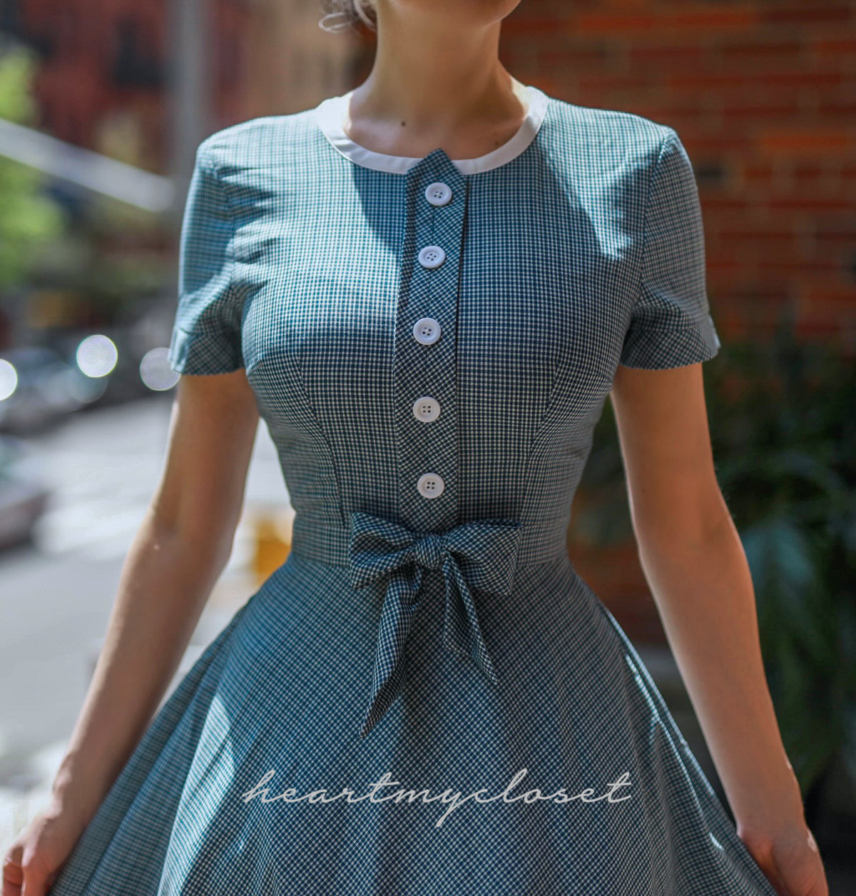 blue and white vintage dress DAISY - retro 50sVintage Dress (Swing Skirt) NOT_OUTLETSALE Boho Maxi Dress, Red Color:Black with Pinstripes Perfect for themed events
