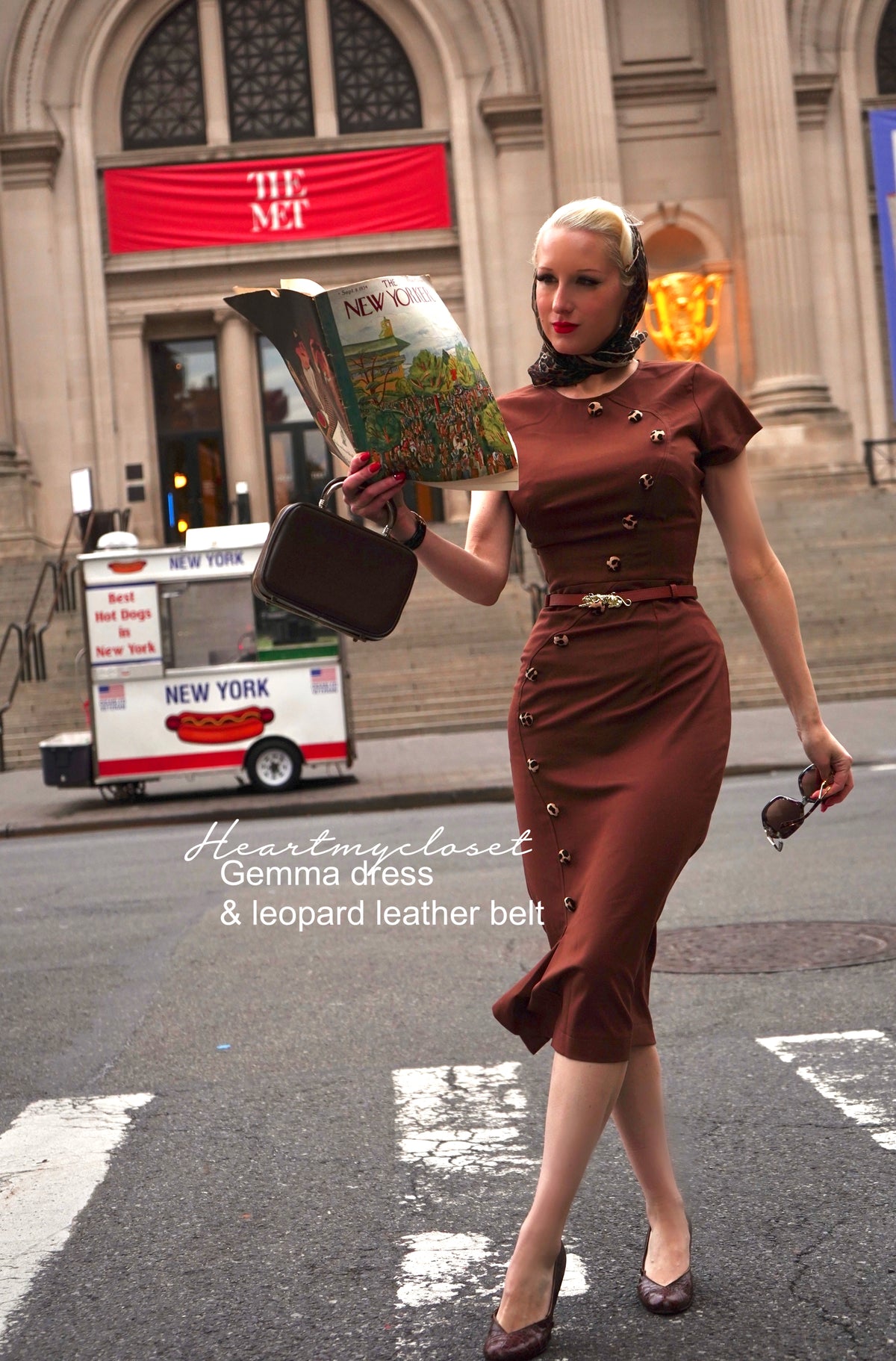 Gemma dress with leopard velvet and belt - retro vintage pencil - heartmycloset