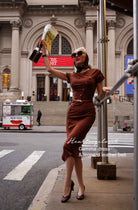 Gemma dress with leopard velvet and belt - retro vintage pencil - heartmycloset