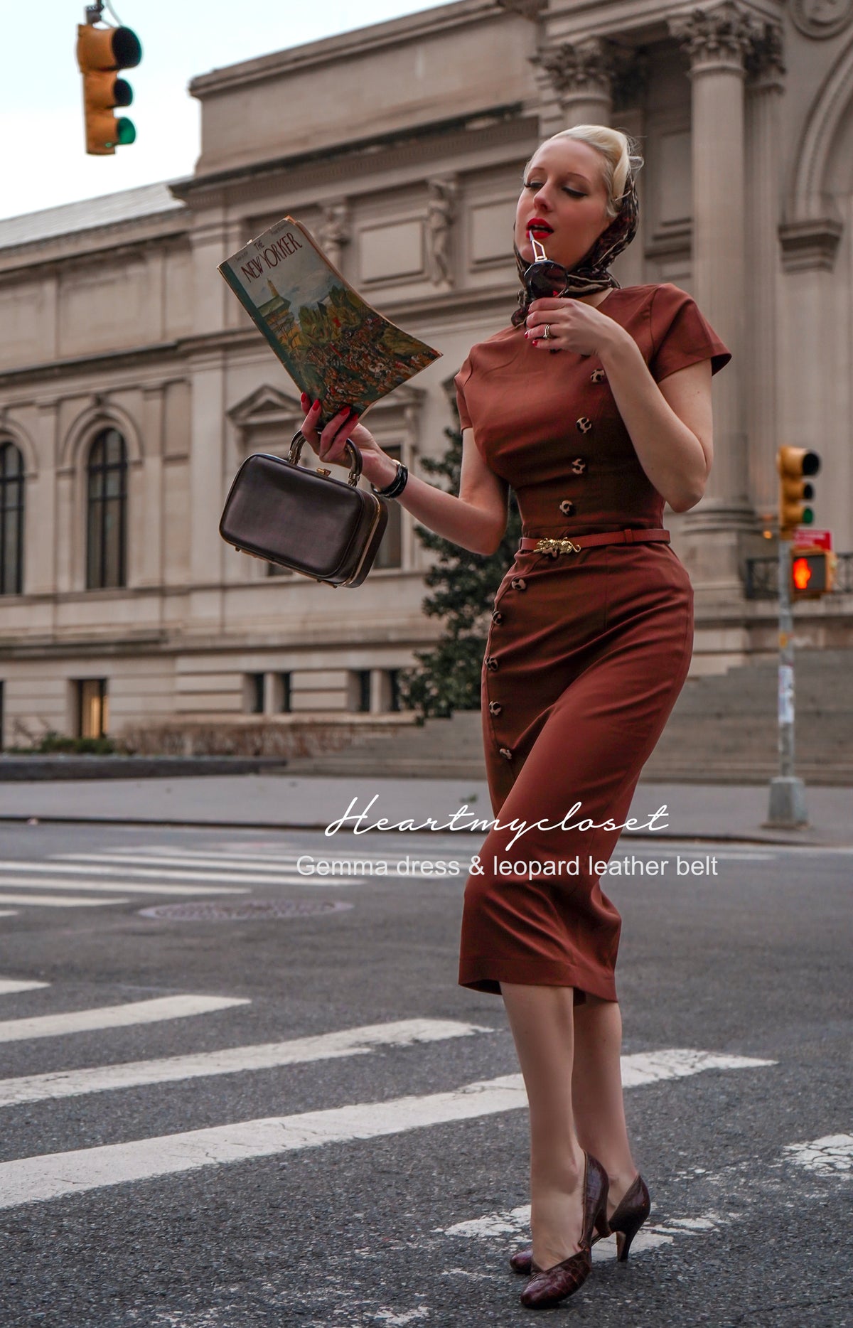 Gemma dress with leopard velvet and belt - retro vintage pencil - heartmycloset