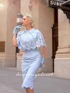 Lace Cape + dress - 50s 60s lace pencil dress with matching cape - heartmycloset