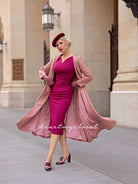 V NECK - pencil wiggle dress with V neckline - heartmycloset