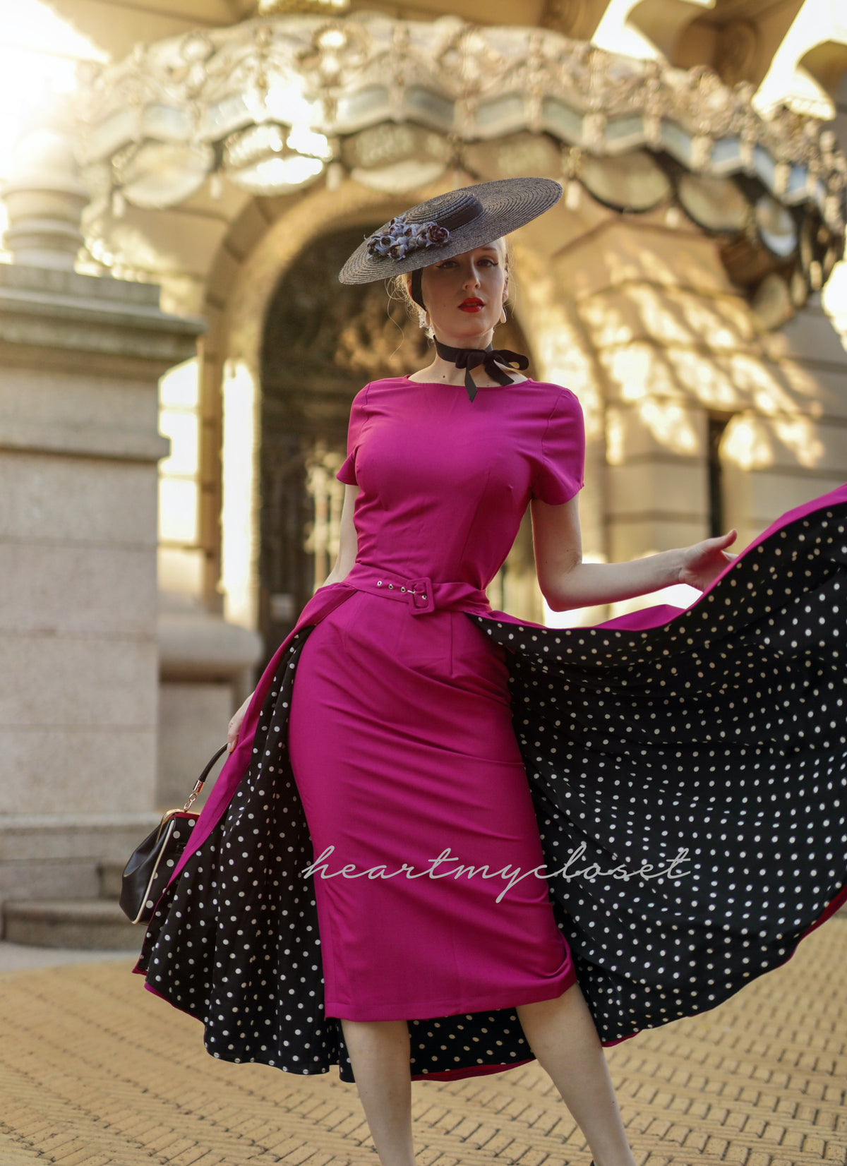 polkadot ROSE pencil dress + removable skirt wrap - heartmycloset