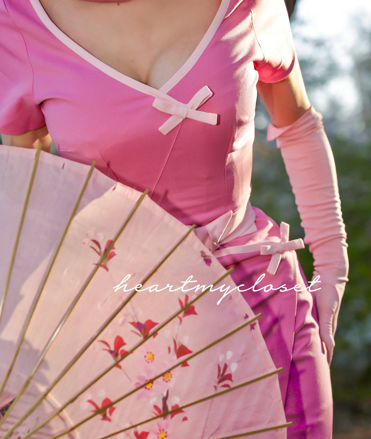 Ashley pink - retro vintage bow dress pencil - heartmycloset