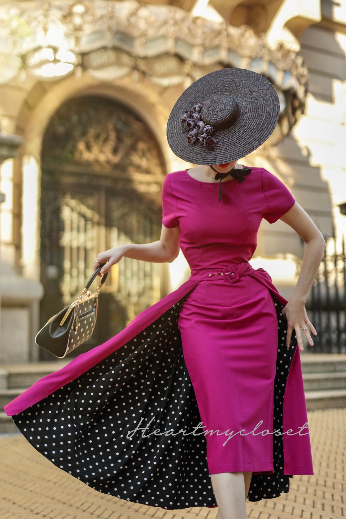 polkadot ROSE pencil dress + removable skirt wrap - heartmycloset