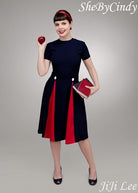 Heather - Mad Men dress swing with contrast pleats - heartmycloset