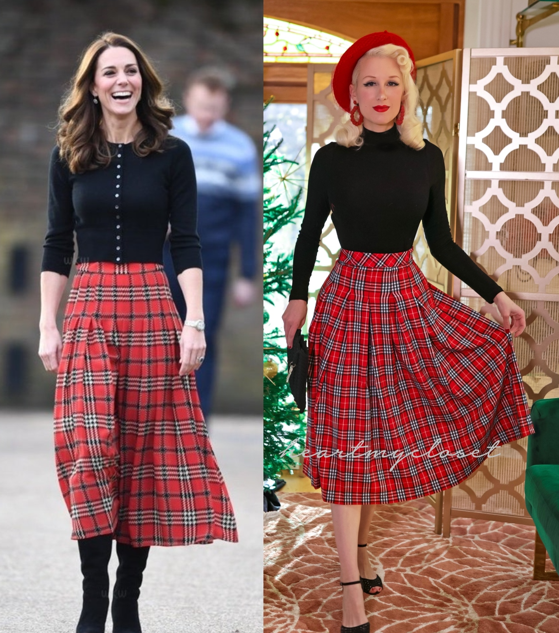 red tartan plaid skirt - Kate Middleton skirt - heartmycloset