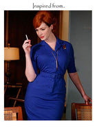 Sheila - Joan Holloway vintage pencil dress blue - heartmycloset