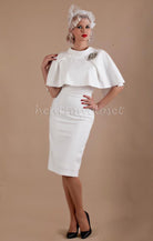 Cape + dress - 50s 60s white pencil dress with matching cape - heartmycloset