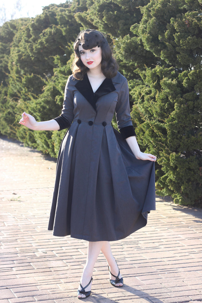 velvet swing pleat - 50s inspired dress - heartmycloset