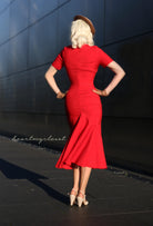 red mermaid wiggle - retro 50s dress - heartmycloset