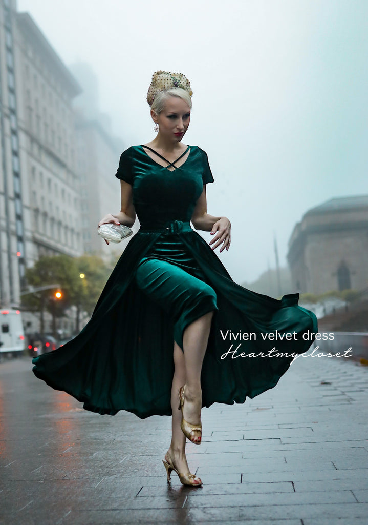 Vivien velvet pencil dress + removable skirt wrap
