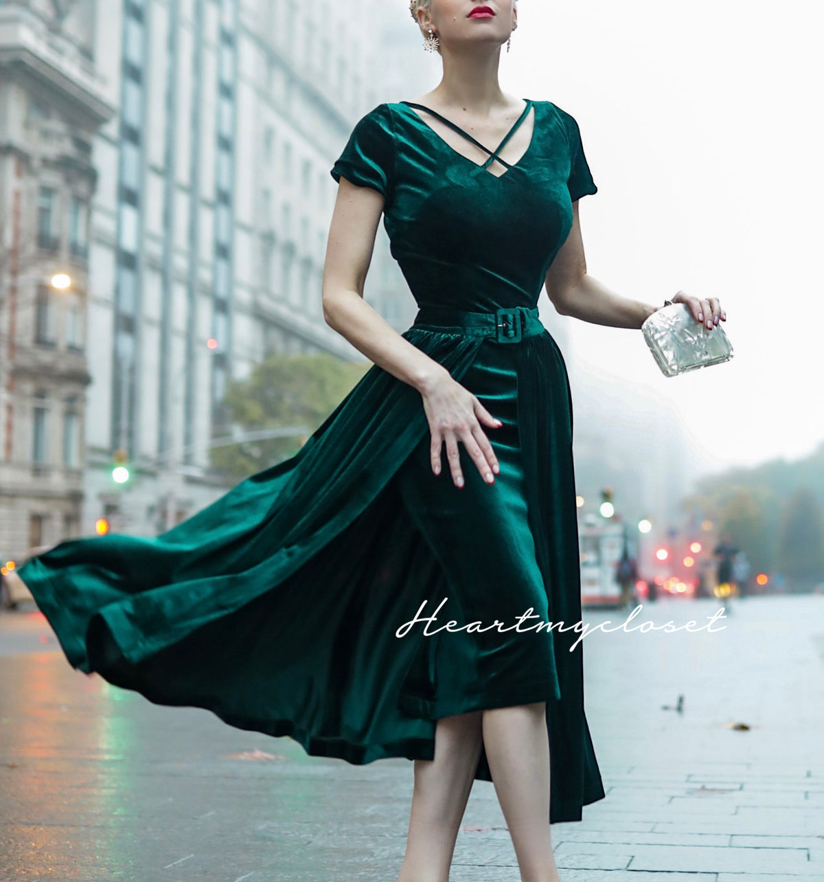 Vivien velvet pencil dress + removable skirt wrap - heartmycloset